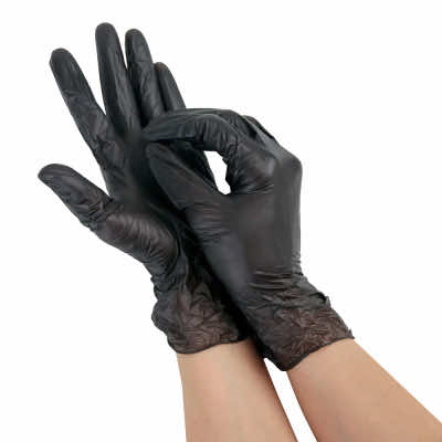 Перчатки-L-нитриловые-неопудренные-черные