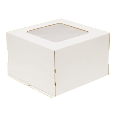 Коробка-для-торта-300х300х190-белыйкрафт-с-окном-Арт-пак