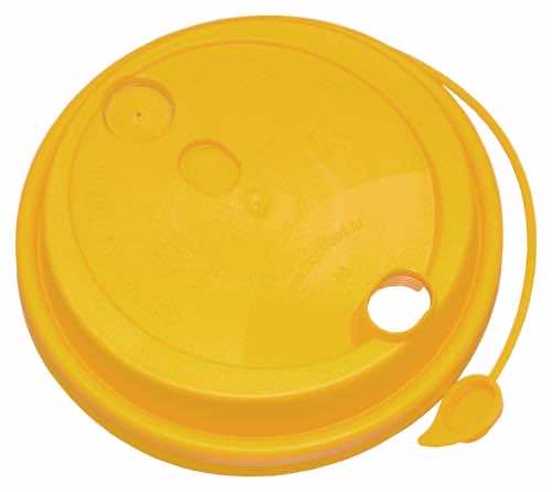 Крышка для стакана бумажного 90 мм ЖЕЛТАЯ матовая с клапаном ПП (с питейником) ВЗЛП