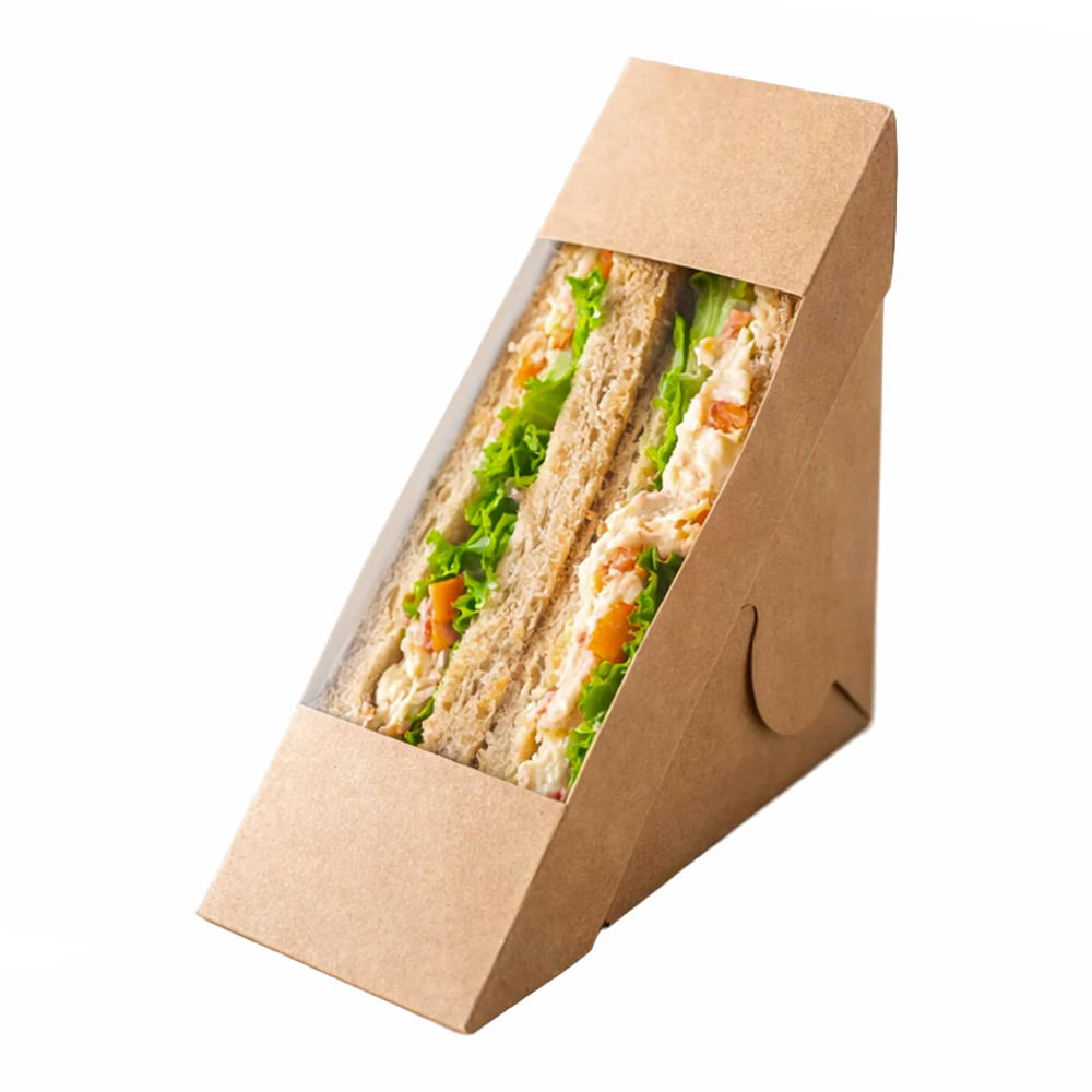 Упаковка для сэндвича 125х125х60 крафт белый с окном SANDWICH 60 Геовита НЕ ЗАКАЗЫВАТЬ